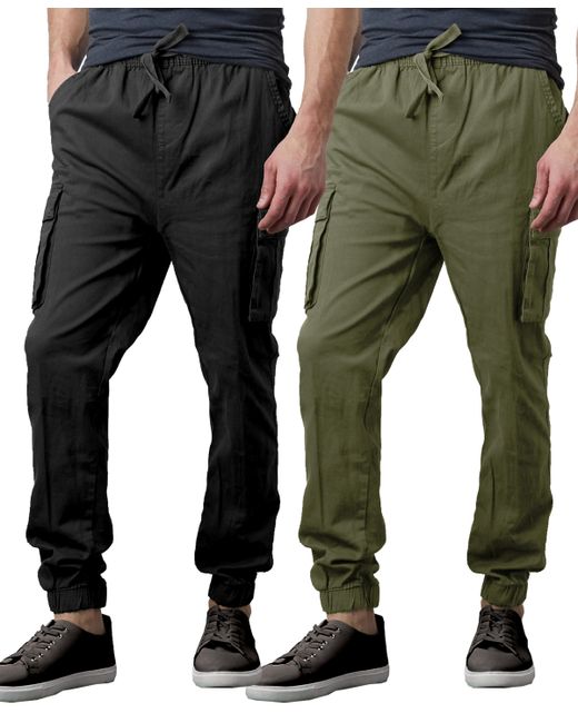 Galaxy By Harvic Slim Fit Stretch Cargo Jogger Pants Pack of 2 Olive