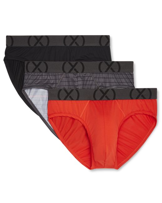 2(X)Ist Mesh No Show Performance Brief Pack of 3 Thin Pop Stripe Charcoal Fiery
