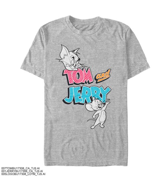 Fifth Sun Tom Jerry Pattern Logo W Characters Short Sleeve T-shirt