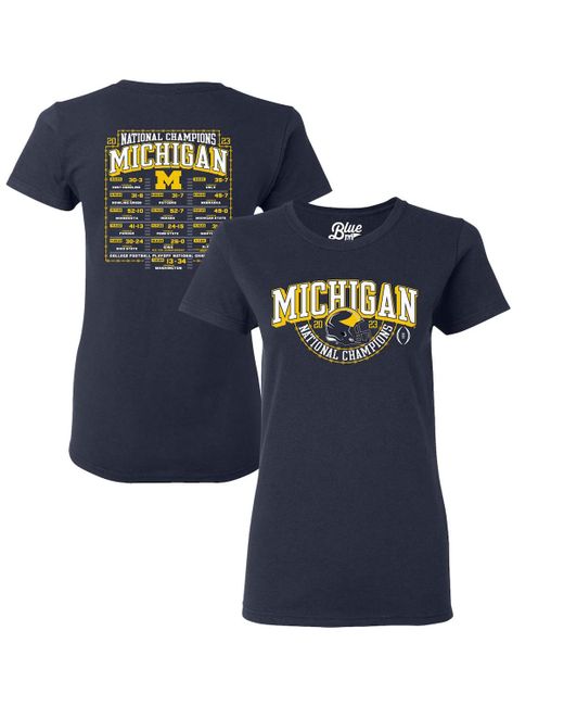Blue 84 Michigan Wolverines College Football Playoff 2023 National Champions Gold Dust Schedule T-shirt