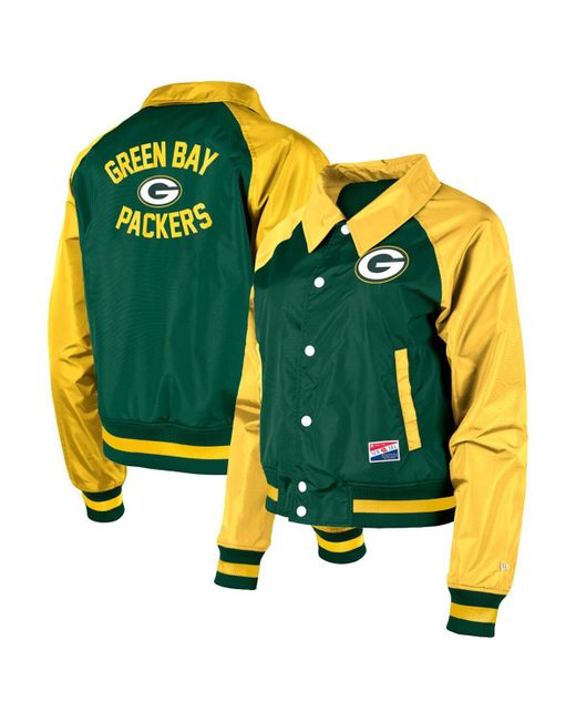 New Era Bay Packers Coaches Raglan Full-Snap Jacket
