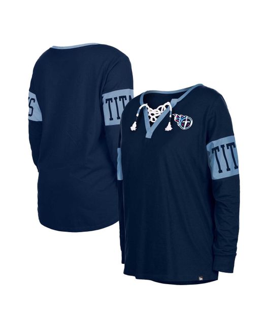 New Era Tennessee Titans Lace-Up Notch Neck Long Sleeve T-shirt