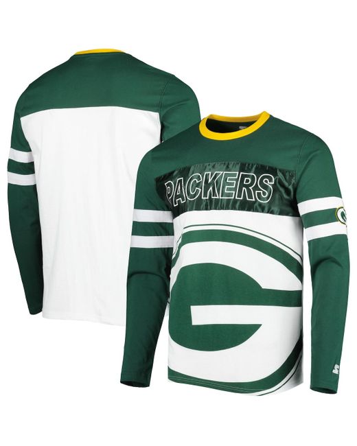 Starter White Bay Packers Halftime Long Sleeve T-shirt
