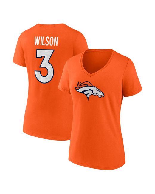 Fanatics Russell Wilson Denver Broncos Player Icon Name and Number V-Neck T-shirt