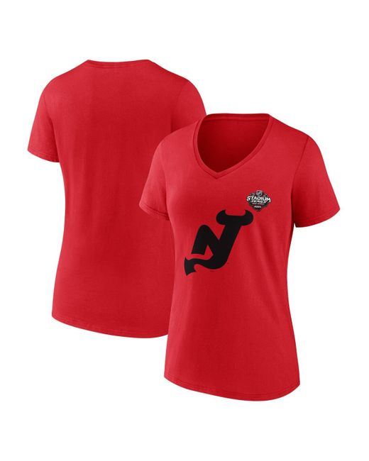 Fanatics New Jersey Devils 2024 Nhl Stadium Series Logo V-Neck T-shirt