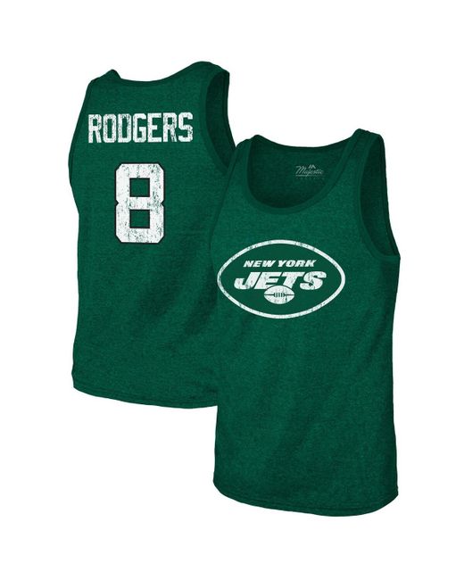 Majestic Threads Aaron Rodgers New York Jets Player Name and Number Tri-Blend Tank Top