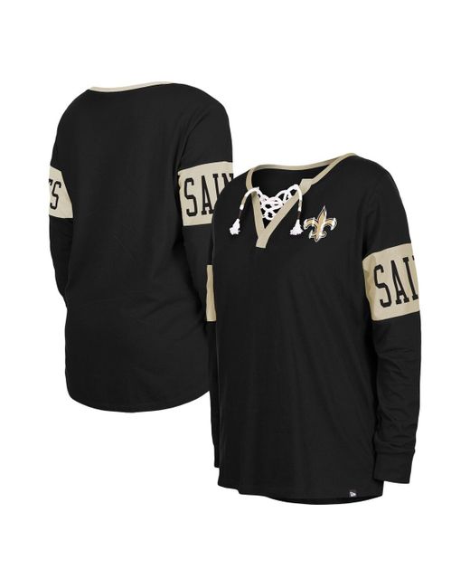 New Era New Orleans Saints Lace-Up Notch Neck Long Sleeve T-shirt
