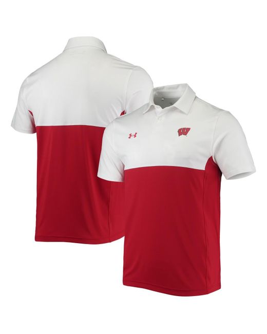 Under Armour Red Wisconsin Badgers 2022 Blocked Coaches Performance Polo Shirt