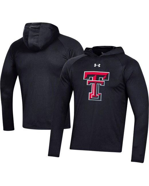 Under Armour Texas Tech Red Raiders School Logo Raglan Long Sleeve Hoodie Performance T-shirt