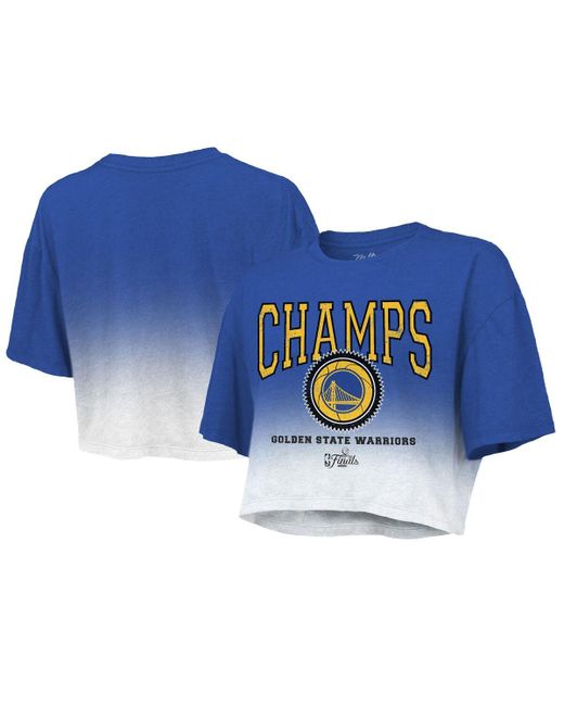 Majestic Threads State Warriors 2022 Nba Finals Champions Dip Dye Boxy Crop T-shirt