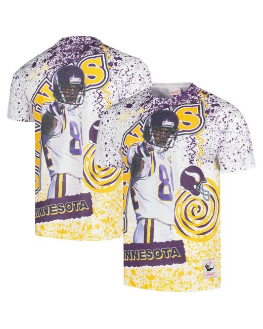 Mitchell & Ness Randy Moss Minnesota Vikings Retired Player Name and Number Burst T-shirt
