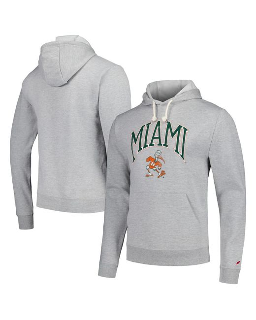 League Collegiate Wear Distressed Miami Hurricanes Tall Arch Essential Pullover Hoodie