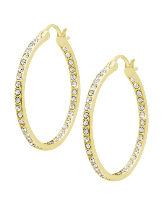 And Now This Silver or Gold Plated Clear Crystal Hoop Earrings