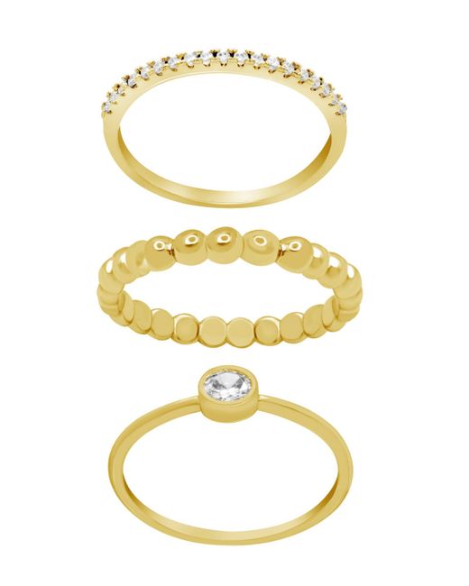 And Now This Gold Plated 3-Piece Clear Cubic Zirconia and Band Ring Set