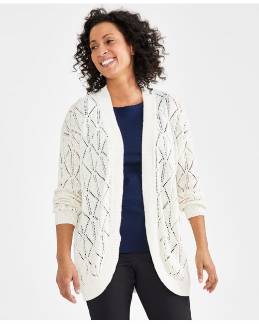 Style & Co Pointelle Open-Front Cardigan Created for Macy
