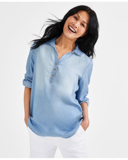 Style & Co Chambray Popover Top Created for Macy