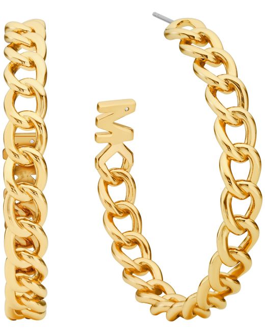 Michael Kors 14K Plated Curb Chain Hoop Earrings