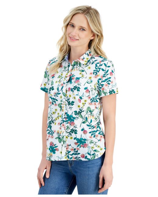Nautica Jeans Floral-Print Short-Sleeve Cotton Camp Shirt