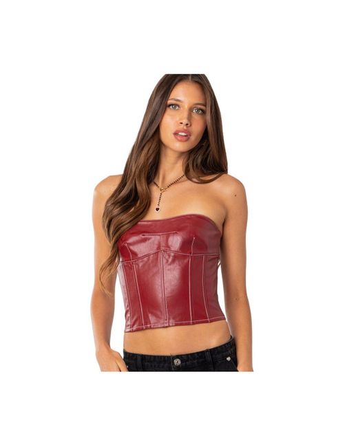 Edikted Moss Lace Up Corset Top