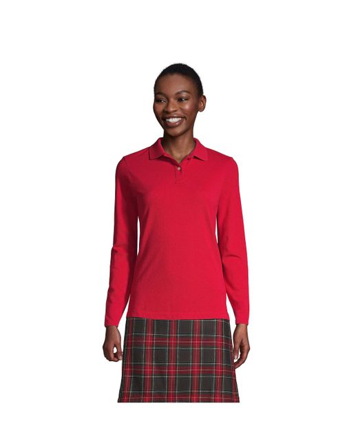 Lands' End School Uniform Long Sleeve Feminine Fit Mesh Polo Shirt