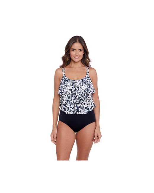 Shapesolver By Penbrooke ShapeSolver Triple Tier Fauxkini One-Piece Swimsuit
