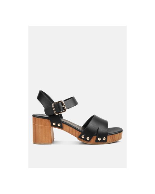 London Rag Campbell Faux Leather Textured Block Heel Sandals