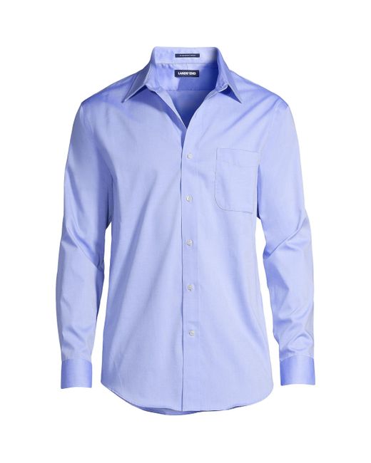 Lands' End Solid No Iron Supima Pinpoint Straight Collar Dress Shirt