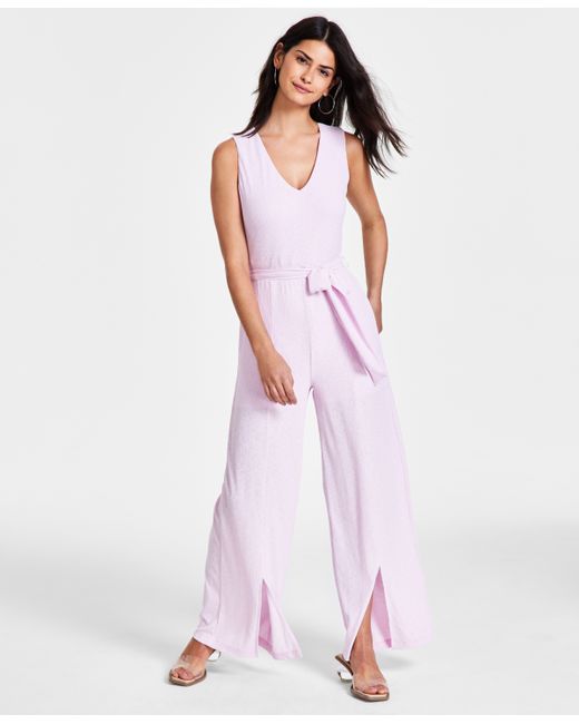 Bar III V-Neck Wide-Leg Jumpsuit Created for
