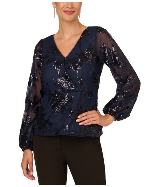 Adrianna Papell Sequined V-Neck Top