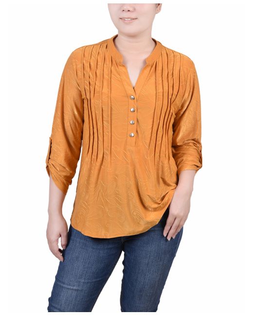 Ny Collection Petite 3/4 Roll Tab Pullover Top