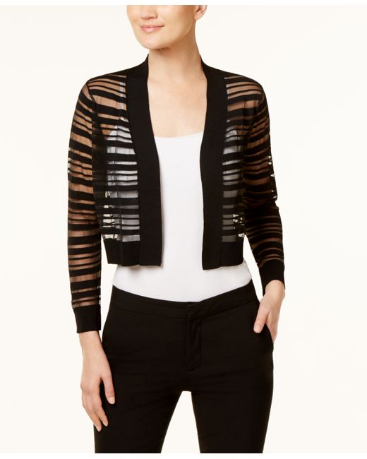 Calvin Klein Sheer-Stripe Cropped Cardigan