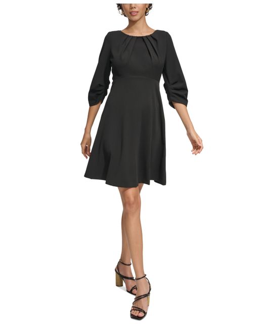 Calvin Klein 3/4-Sleeve Ruched A-Line Dress
