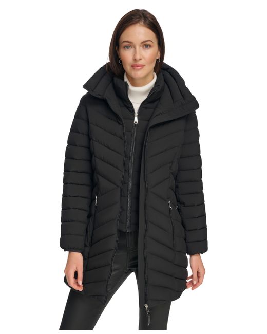 Dkny Bibbed Hooded Lightweight Puffer Coat Created for