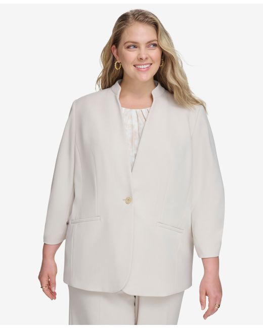 Calvin Klein Plus One-Button Ruched-Sleeve Jacket