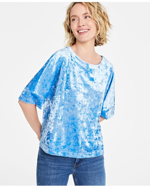On 34th Short-Sleeve Relaxed Velvet T-Shirt Created for Macy