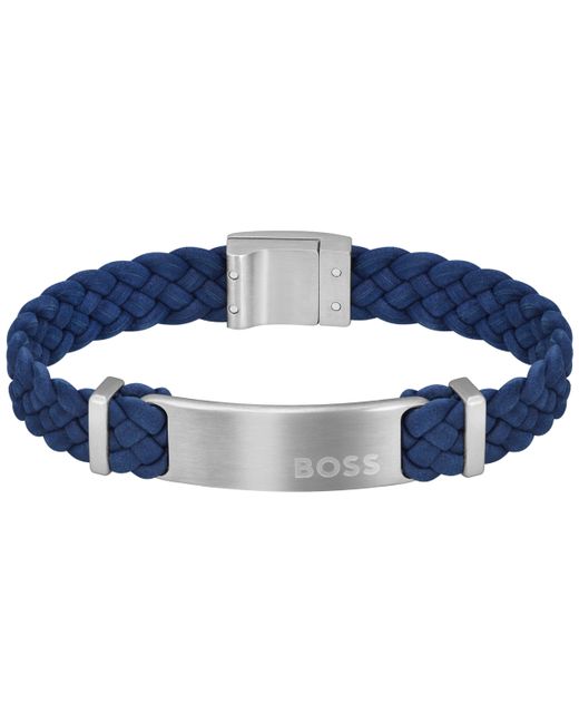 Boss Dylan Stainless Steel Navy Leather Bracelet