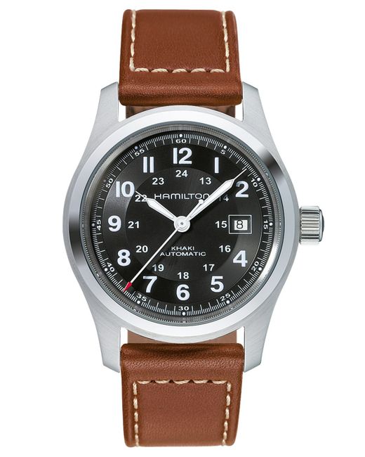 Hamilton Swiss Automatic Field Brown Leather Strap Watch 42mm