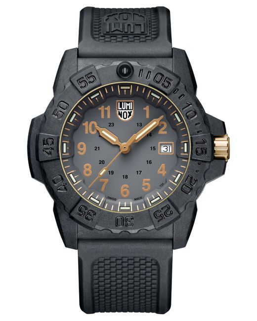 Luminox Swiss Navy Seal Military Dive Gold Black Rubber Strap Watch 45mm