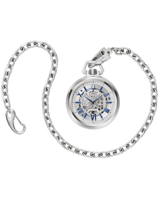 Bulova Automatic Classic Sutton Stainless Steel Chain Pocket Watch 50mm