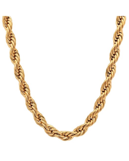 SteelTime 18k Plated Rope Chain 24 Necklace