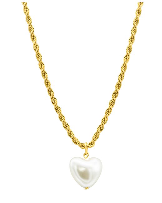 Adornia Tarnish Resistant 14K Plated Rope Chain Heart Necklace