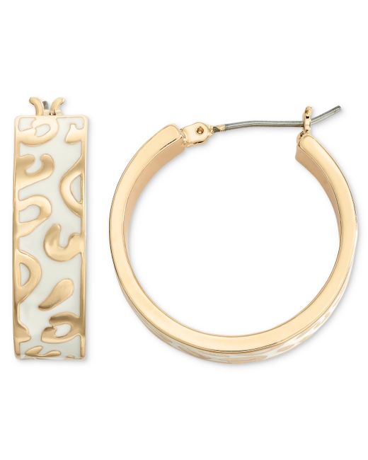 On 34th Gold-Tone Leopard Enamel Small Hoop Earrings 1 Created for