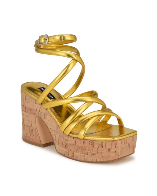 Nine West Corke Strappy Square Toe Wedge Sandals