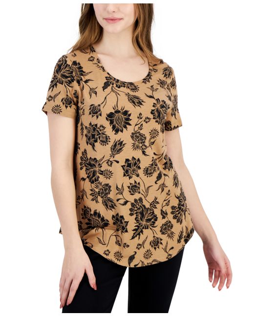 Jm Collection Petite Elena Etch Short-Sleeve Top Created for