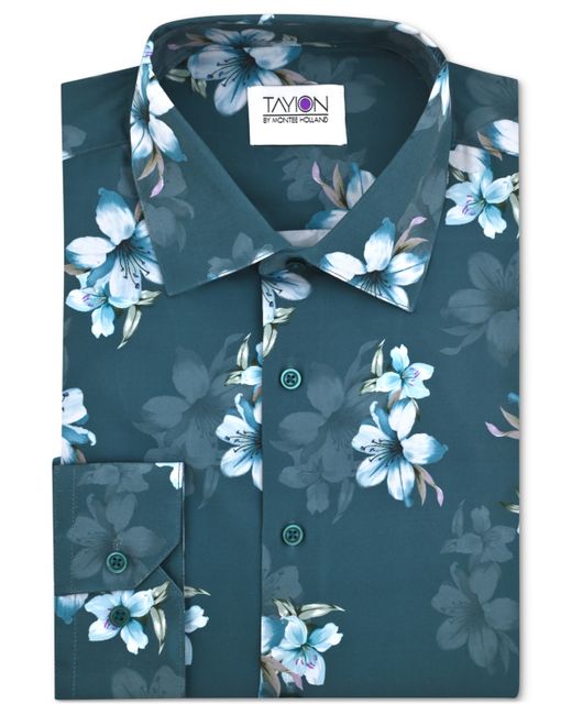Tayion Collection Slim-Fit Mini-Floral Dress Shirt