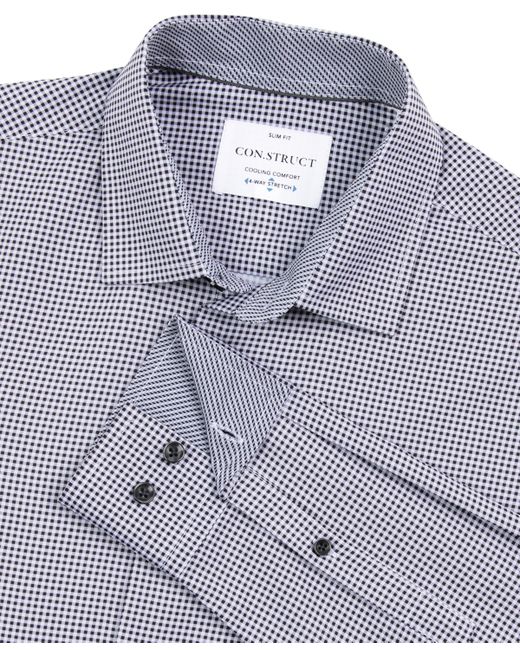 Construct Slim Fit Gingham Performance Stretch Cooling Comfort Dress Shirt