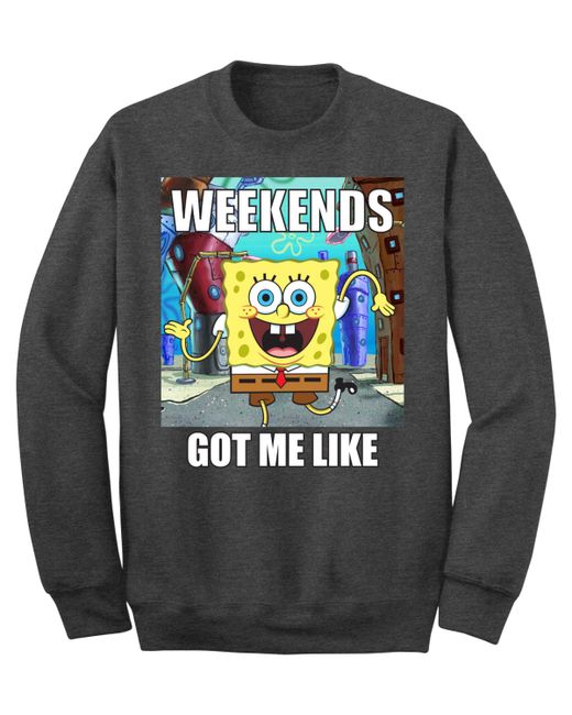 Airwaves SpongeBob Weekends Got Me Like Crew Fleece Sweatshirt