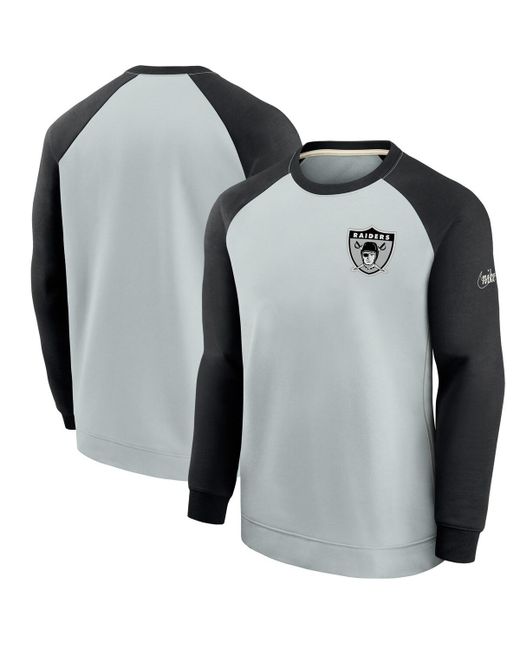 Nike and Black Las Vegas Raiders Historic Raglan Crew Performance Sweater