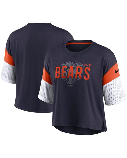 Nike and White Chicago Bears Nickname Tri-Blend Performance Crop Top