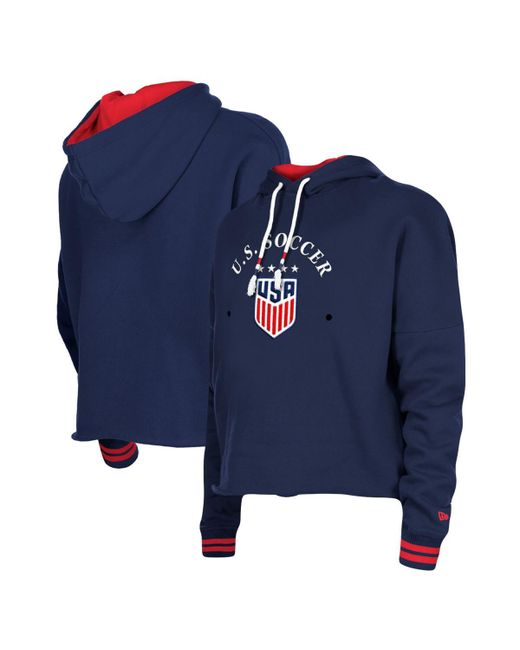 New Era 5th Ocean by Uswnt Athleisure Cropped Fleece Pullover Hoodie